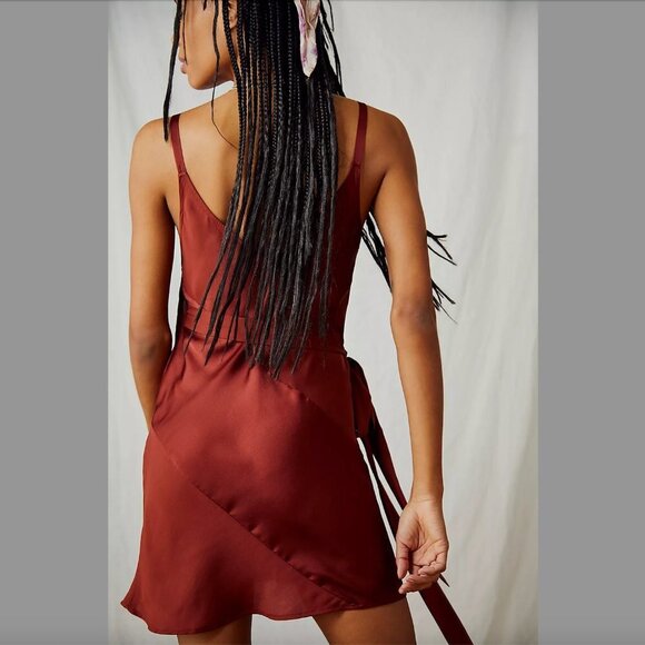 Women's S Intimately FP Like Me Or Love Me Slip Silky DeepV Neck Side Tie Close - Picture 2 of 9